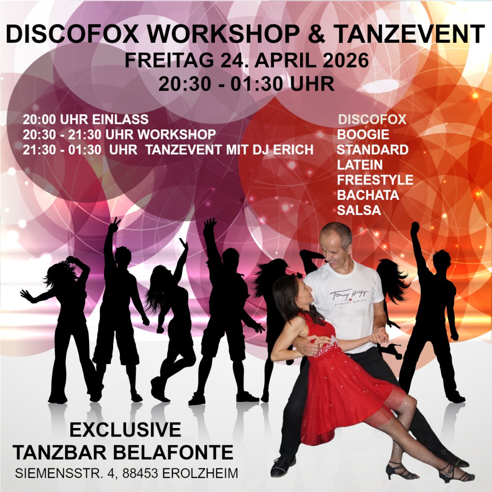 Location: Exclusive Tanzbar Belafonte - Motto: Discofox Workshop & Tanzevent mit Daniel & Angela