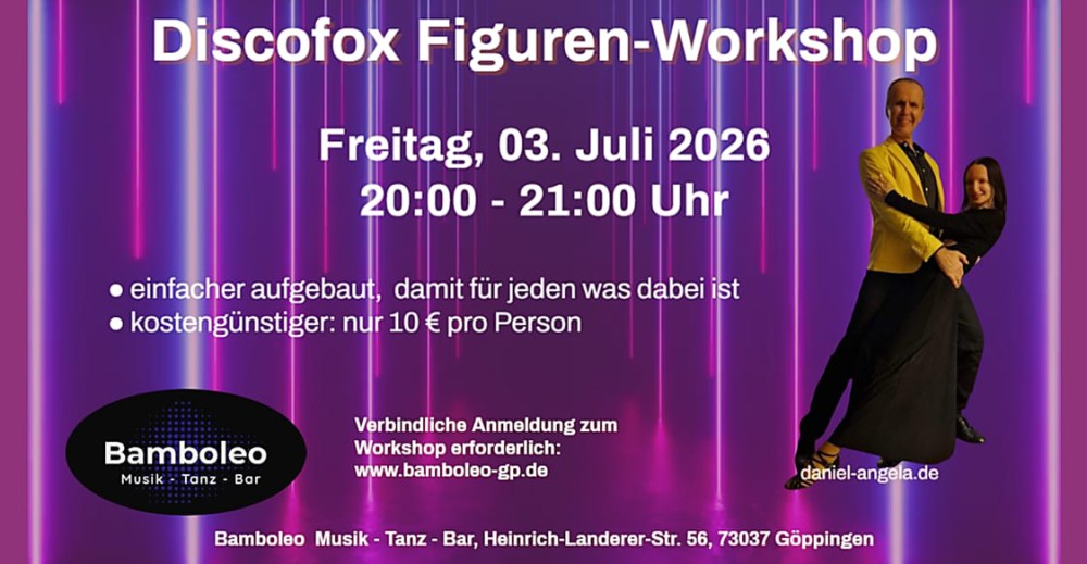 Location: Tanzlokal Bamboleo - Motto: Discofox Workshop