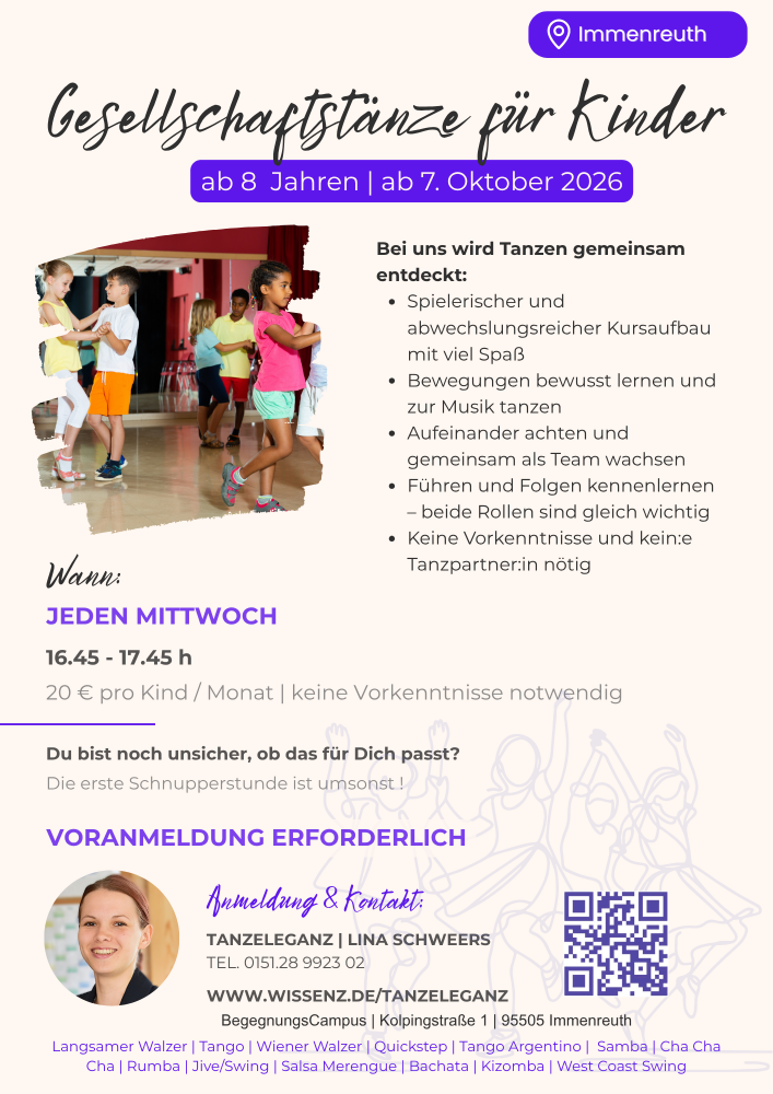 Location: BegegnungsCampus Immenreuth gGmbH - Motto: Gesellschaftstänze für Kinder