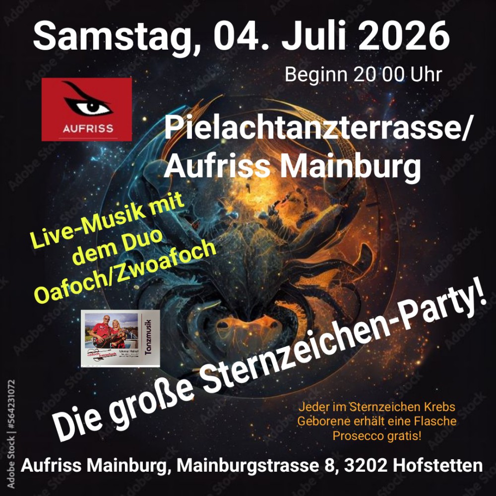 Location: Pielachtanzterrasse/ Aufriss Mainburg - Motto: Live-Musik mit dem Duo "Oafoch/ Zwoafoch