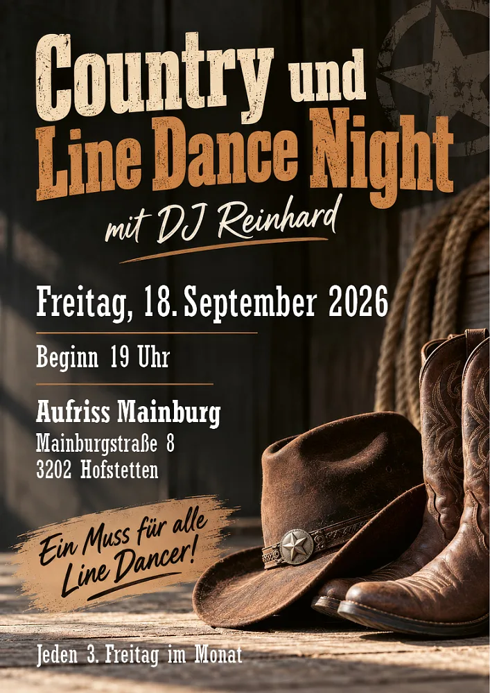 Location: Aufriss Mainburg - Motto: Country- und Linedance-Night