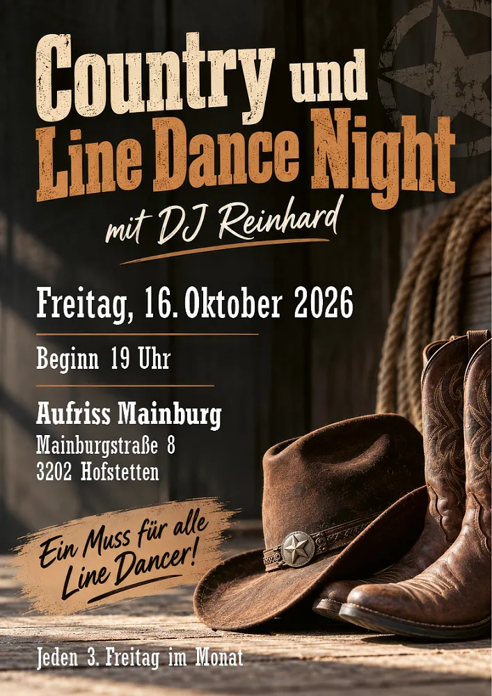 Location: Aufriss Mainburg - Motto: Country- und Linedance-Night