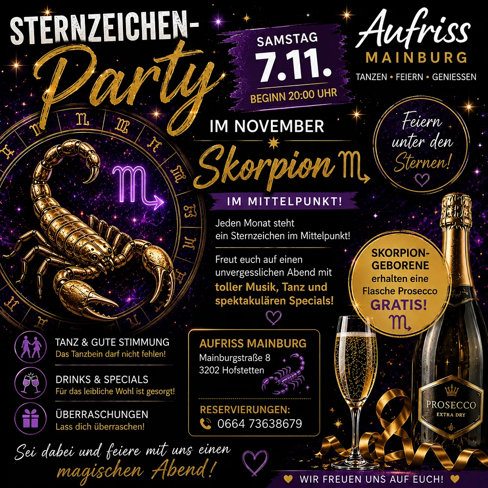 Location: Aufriss Mainburg - Motto: Die große Sternzeichen-Party