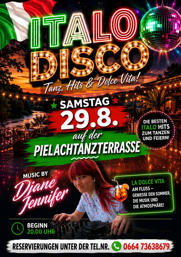 Location: Pielachtanzterrasse/ Aufriss Mainburg - Motto: Italo-Disco