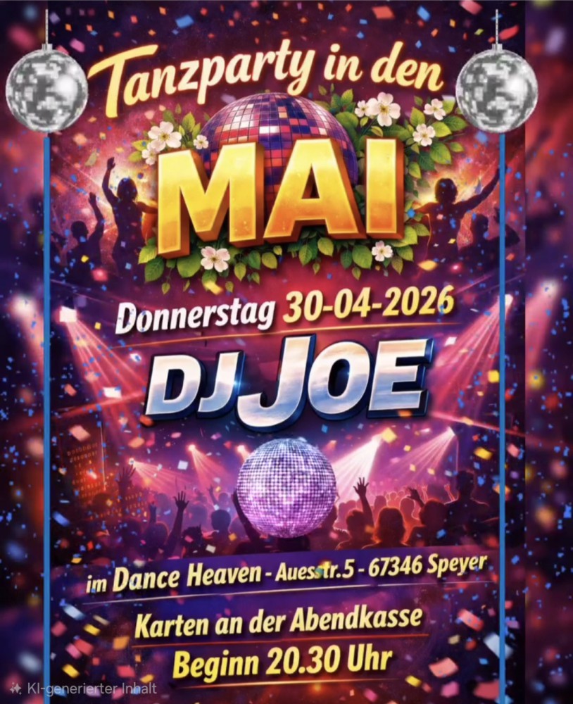 Location: Dance Heaven Speyer - Motto: Tanz in den Mai mit DJ Joe