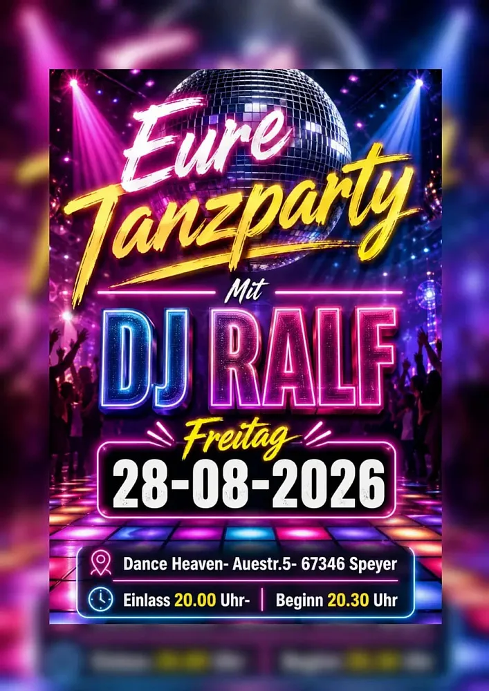 Location: Dance Heaven Speyer - Motto: Tanzparty mit DJ Ralf