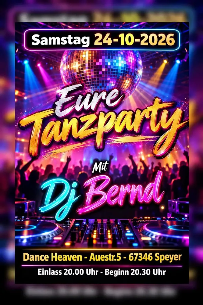 Location: Dance Heaven Speyer - Motto: Tanzparty mit DJ Bernd