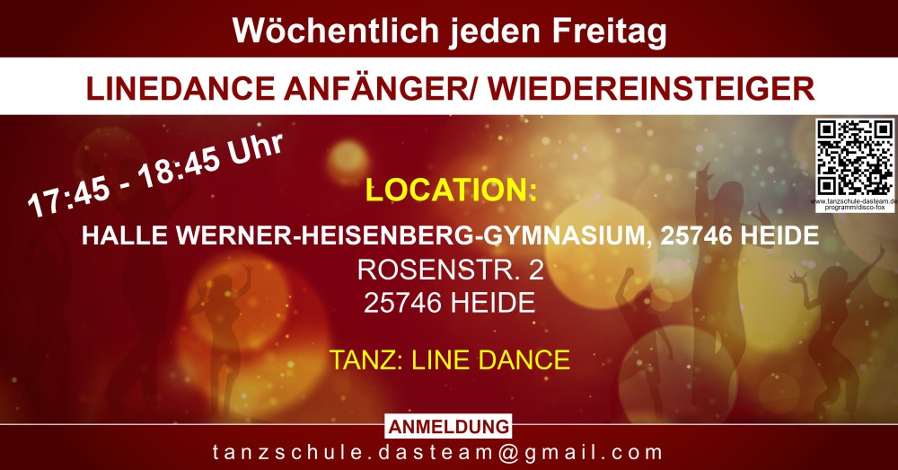 Location: Halle Werner-Heisenberg-Gymnasium, 25746 Heide - Motto: LineDance Anfänger/ Wiedereinsteiger