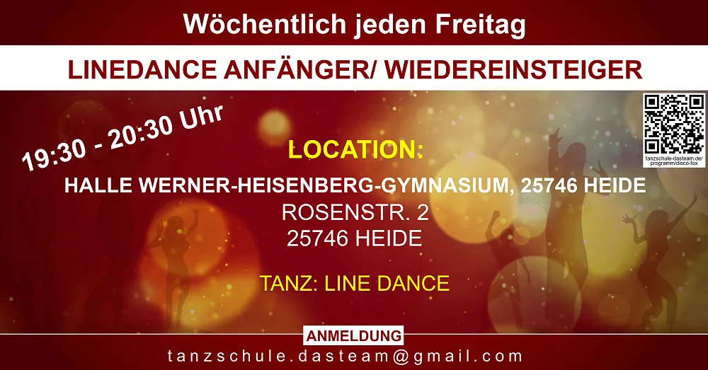 Location: Halle Werner-Heisenberg-Gymnasium, 25746 Heide - Motto: LineDance Anfänger/ Wiedereinsteiger