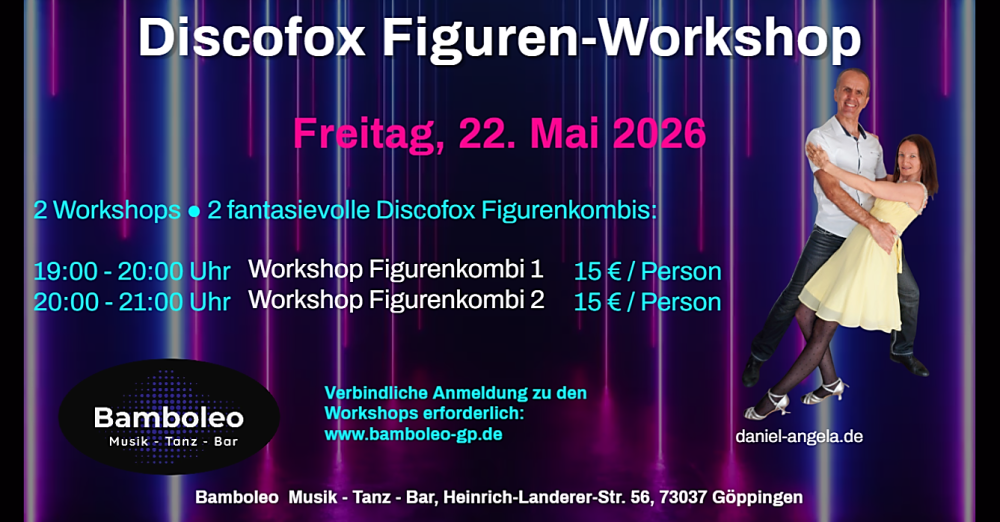 Location: Bamboleo Göppingen - Motto: Discofox Figuren-Workshops im Bamboleo, 73037 Göppingen