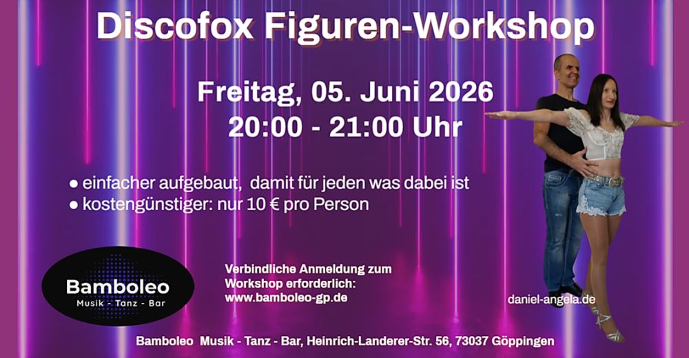 Location: Bamboleo Göppingen - Motto: Discofox Figuren-Workshop im Bamboleo, 73037 Göppingen