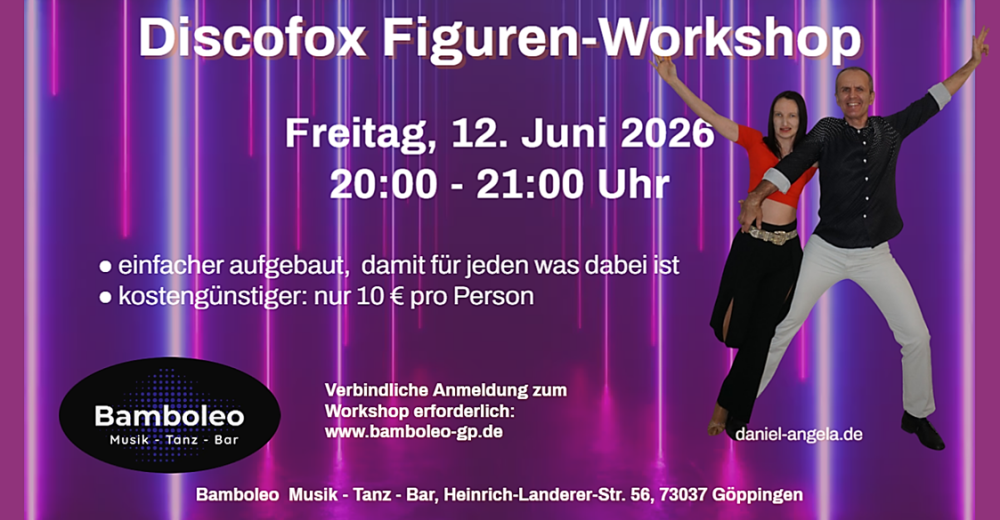 Location: Bamboleo Göppingen - Motto: Discofox Figuren-Workshop im Bamboleo, 73037 Göppingen