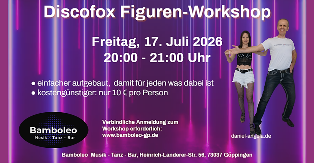 Location: Bamboleo Göppingen - Motto: Discofox Figuren-Workshop im Bamboleo, 73037 Göppingen