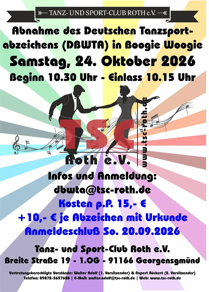 Location: Tanz- und Sport-Club Roth e.V. - Motto: Abnahme des Tanzsportabzeichens Bronce-Silber-Gold