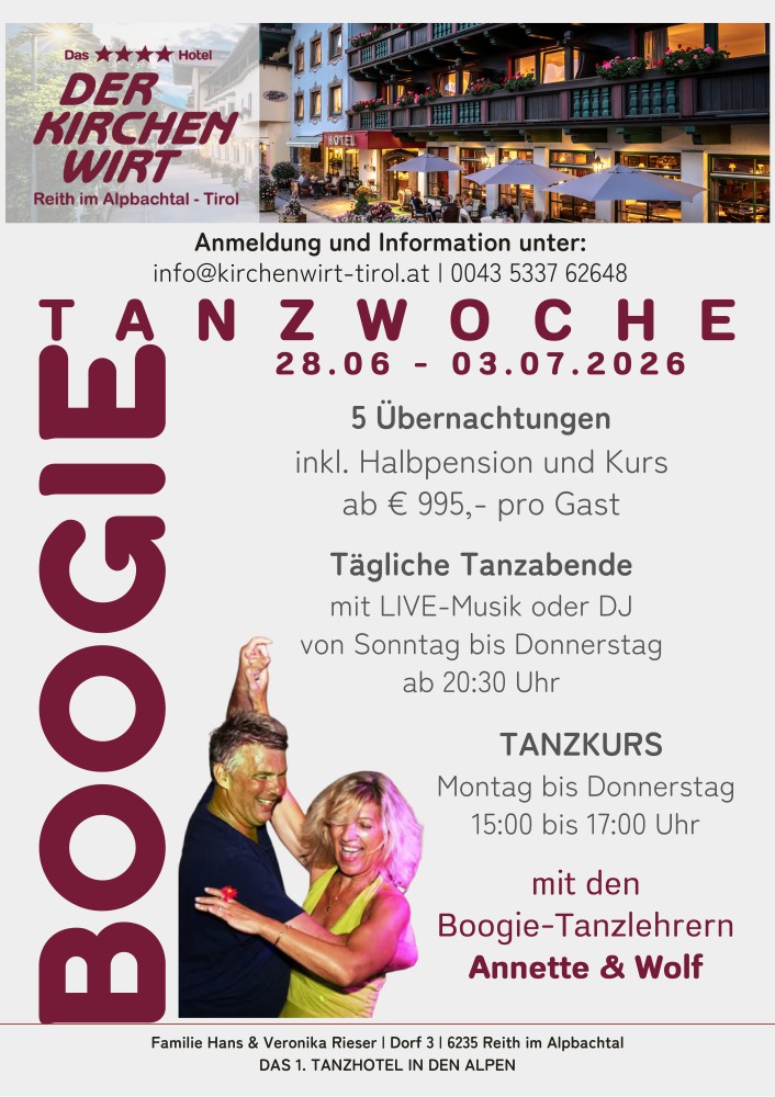 Location: Der Kirchenwirt**** - Motto: Boogie-Tanzwoche