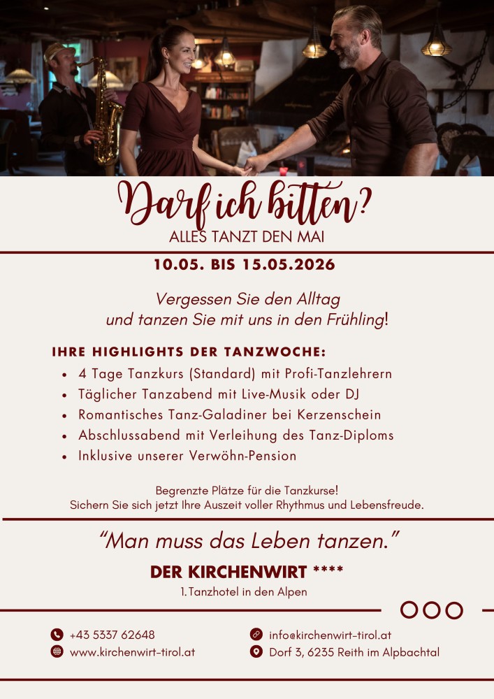 Location: Der Kirchenwirt**** - Motto: Alles tanzt in den Mai! - Die Kirchenwirt Tanzwoche