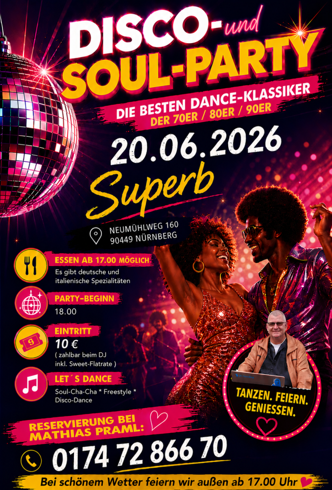 Location: Superb - Motto: Disco- und Soul-Party
