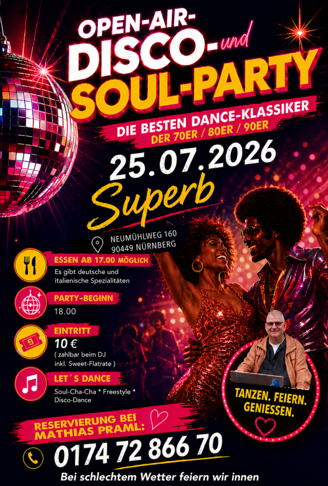Location: Superb - Motto: Disco- und Soul-Party