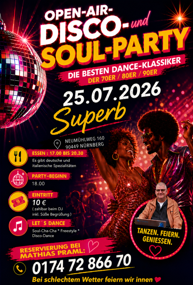 Location: Superb - Motto: Disco- und Soul-Party