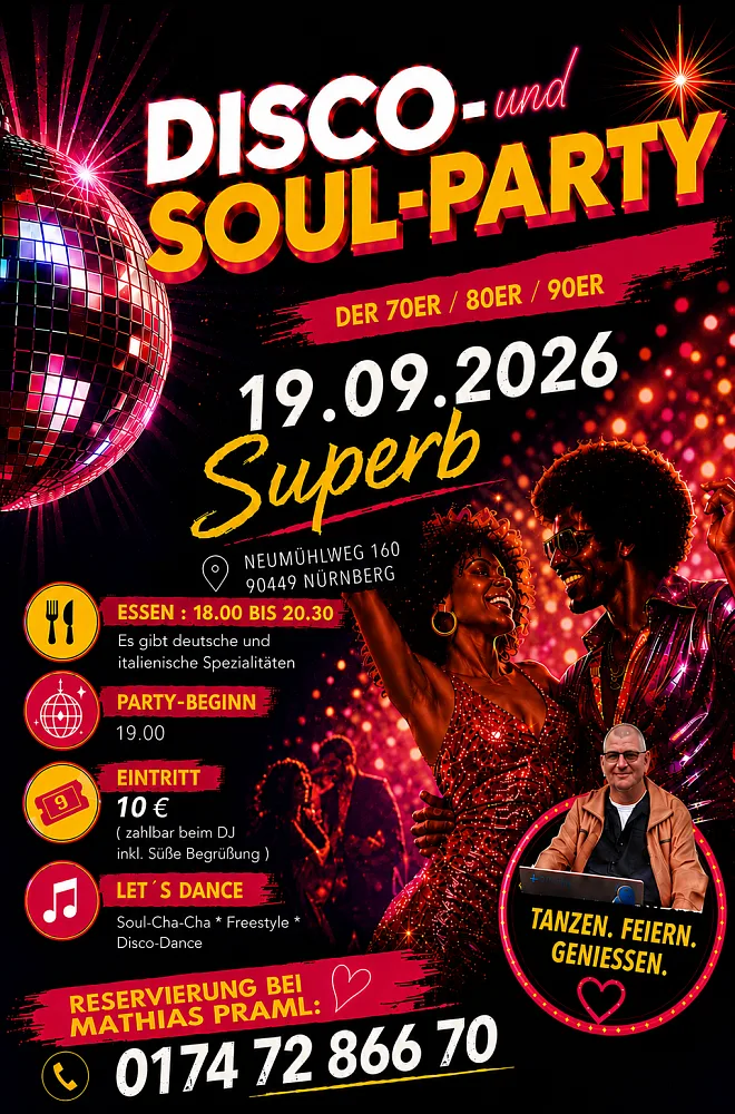 Location: Superb - Motto: Disco- und Soul-Party