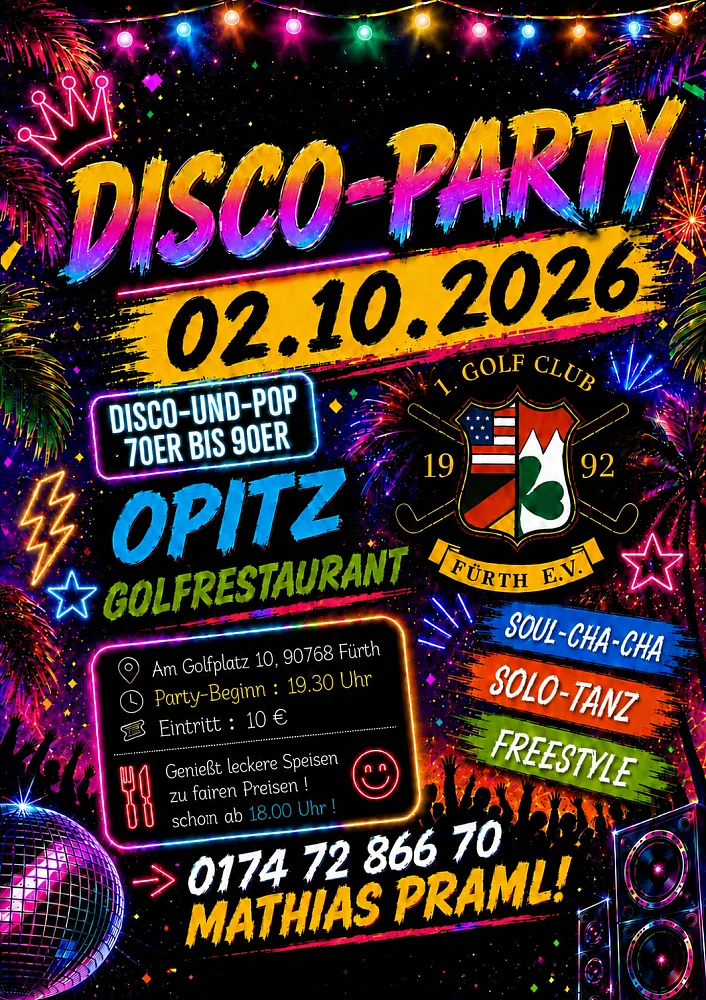 Location: Opitz Golfrestaurant - Motto: Disco-Party