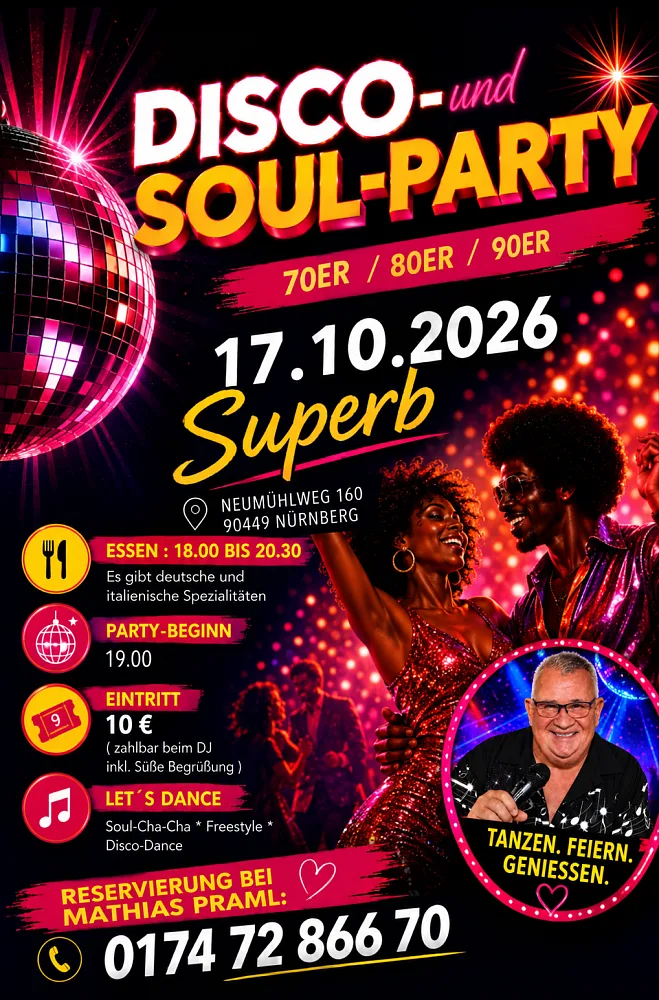 Location: Superb - Motto: Disco- und Soul-Party