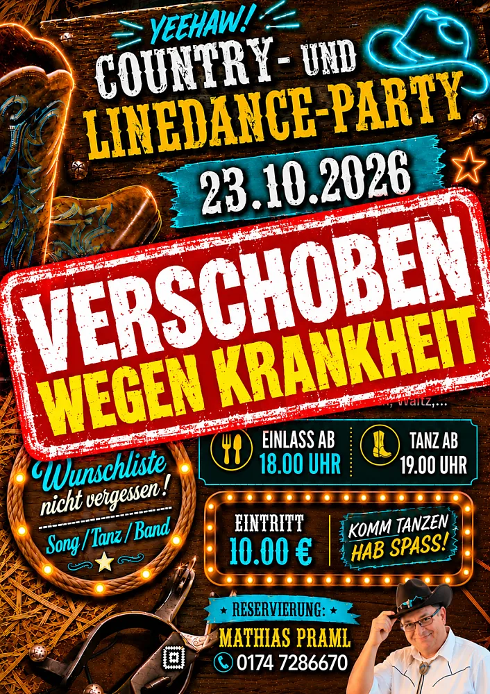 Location: SV Reichelsdorf Saal - Motto: Country- und Linedance-Party