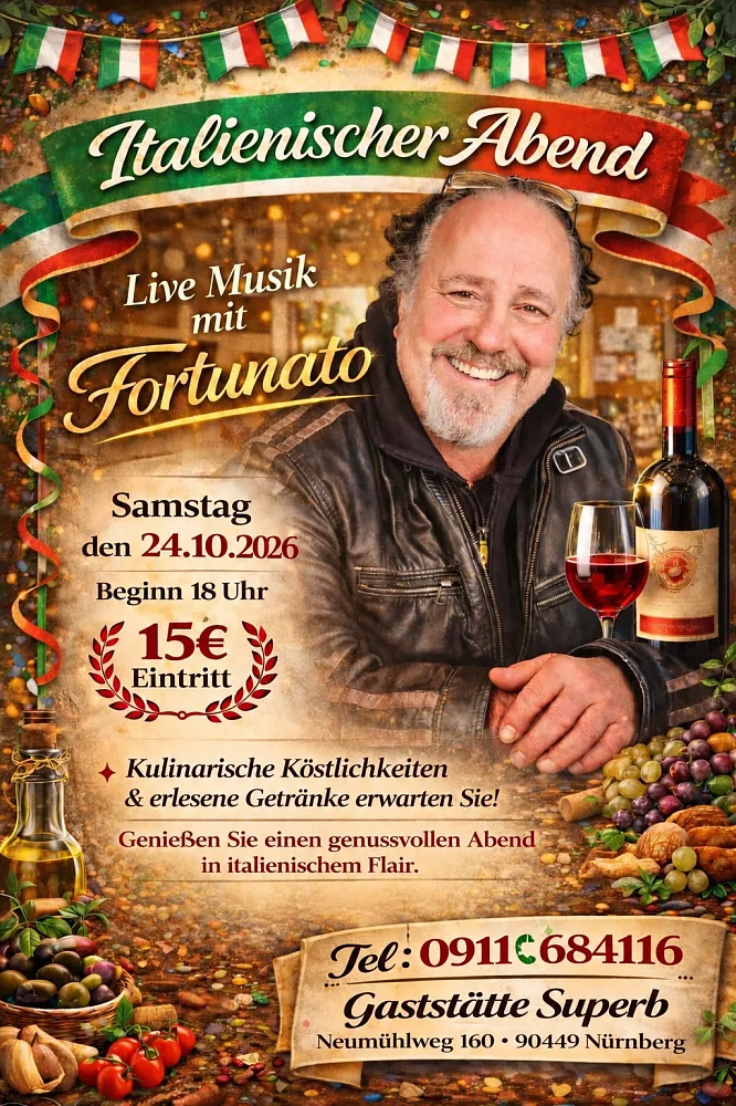 Location: Superb - Motto: Fortunato singt live -Italienischer Abend