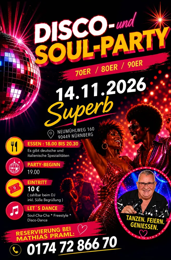 Location: Superb - Motto: Disco- und Soul-Party