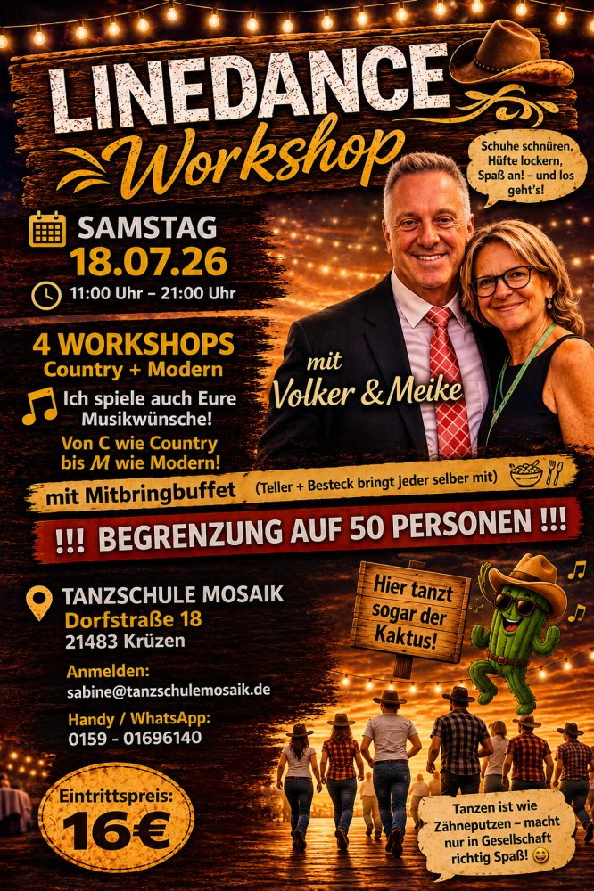 Location: Tanzschule Mosaik - Motto: Linedance - Workshop