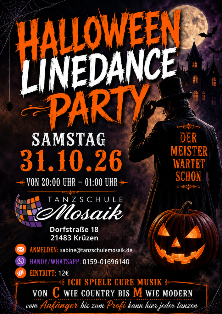 Location: Tanzschule Mosaik - Motto: HALLOWEEN --- Night of the Dancing Dead --- Linedance-Party