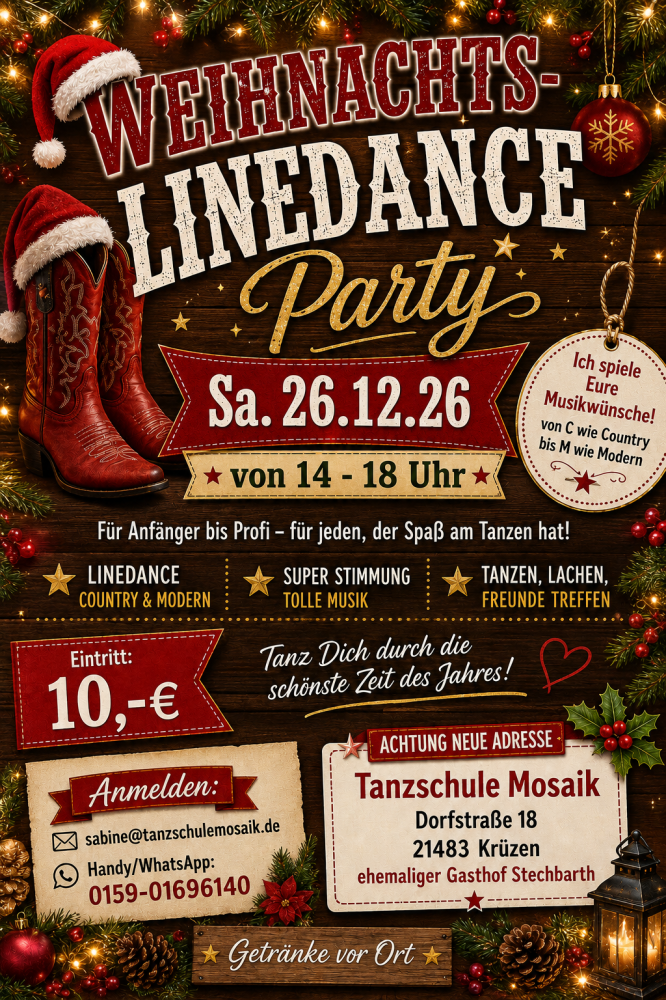 Location: Tanzschule Mosaik - Motto: Weihnachts-Linedance-Party