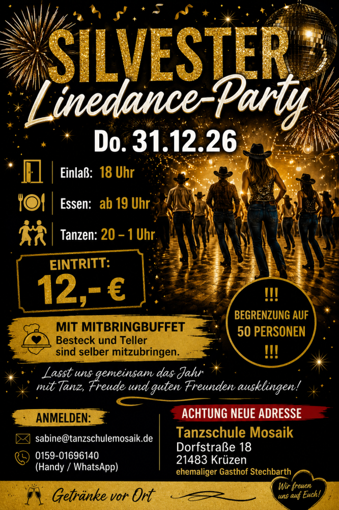 Location: Tanzschule Mosaik - Motto: Silvester-Linedance-Party