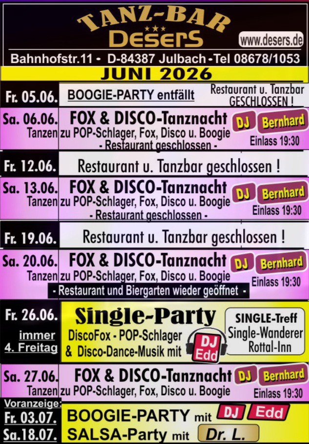 Location: DESERS-Tanzbar - Motto: DISCOFOX-Party mit DJ Edd
