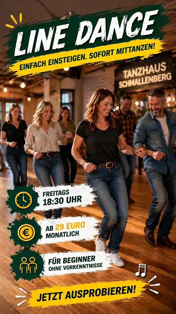 Location: Tanzhaus Schmallenberg - Motto: Line Dance Tanzkurs in Schmallenberg-Fleckenberg