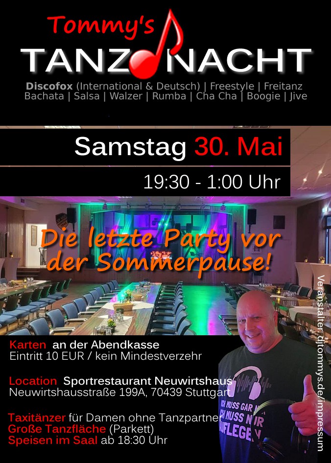 Location: Sportrestaurant Stuttgart-Neuwirtshaus - Motto: Tommy's Tanznacht | Discofox & more