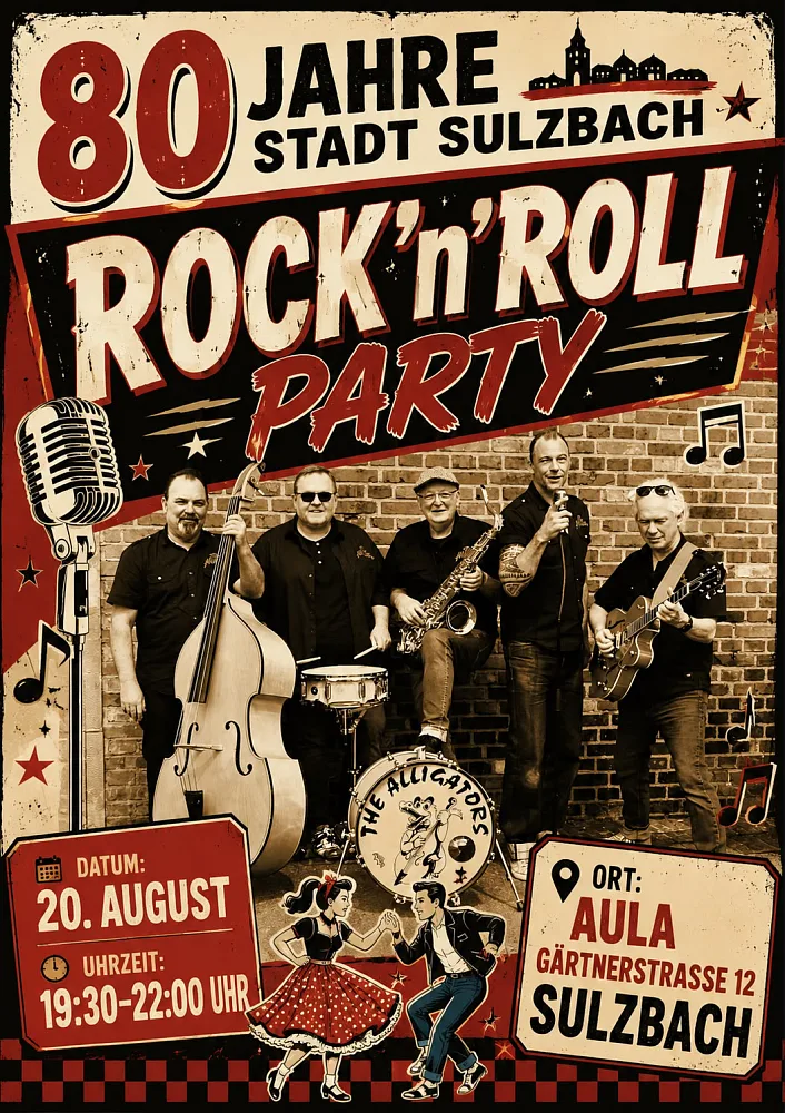 Location: AULA Sulzbach - Motto: Rock N Roll Party mit „The Alligators“