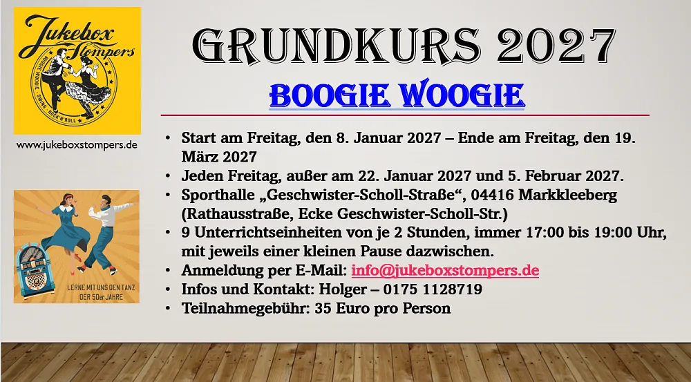 Location: Sporthalle Geschwister-Scholl-Straße - Motto: Grundkurs "Boogie Woogie" 2027