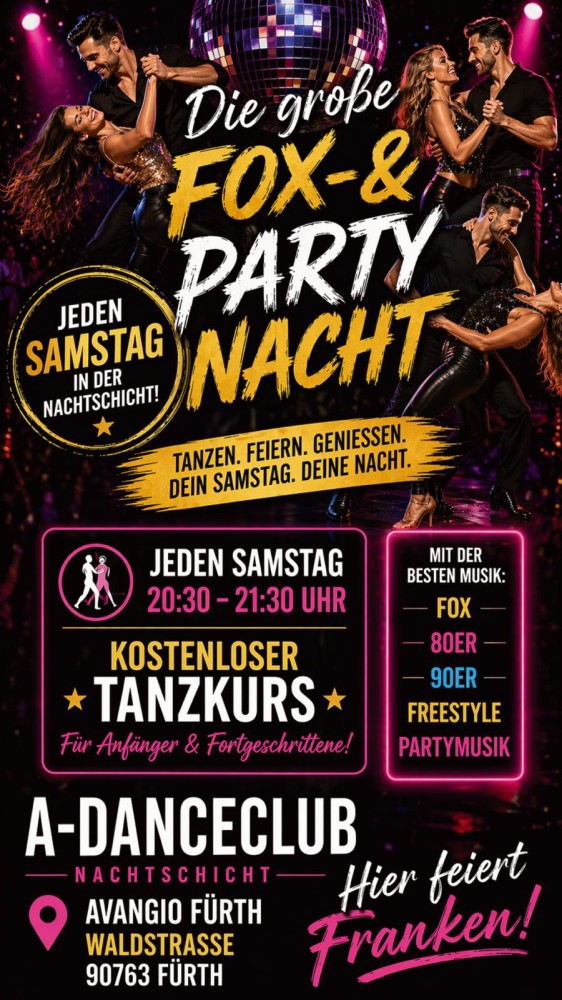 Location: Club Avangio - Motto: Discofox Workshop für Fortgeschrittene, anschl. Tanzparty