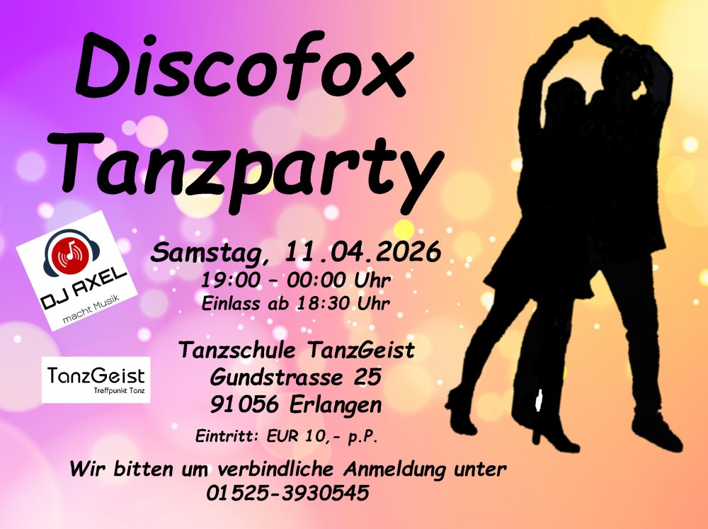 Location: Tanzschule TanzGeist - Motto: Tanzparty und Workshop Tanzgeist Erlangen