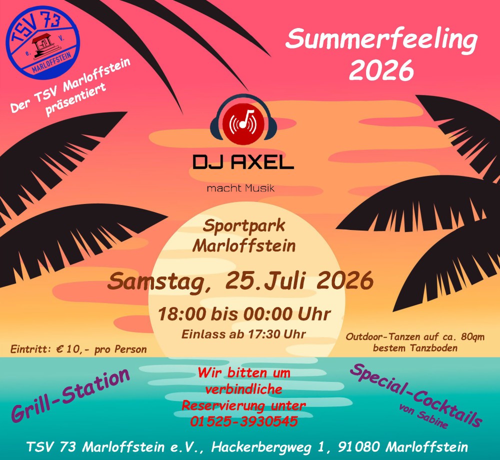 Location: TSV Marloffstein - Motto: Summerfeeling 2026 TSV Marloffstein