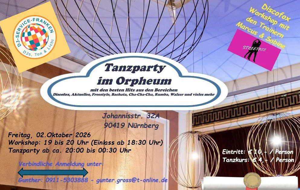 Location: Orpheum Nürnberg - Motto: Tanzparty und Workshop im Orpheum Nürnberg