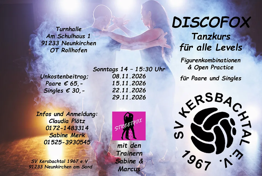 Location: Schulturnhalle - Motto: Tanzkurs beim SV Kersbachtal