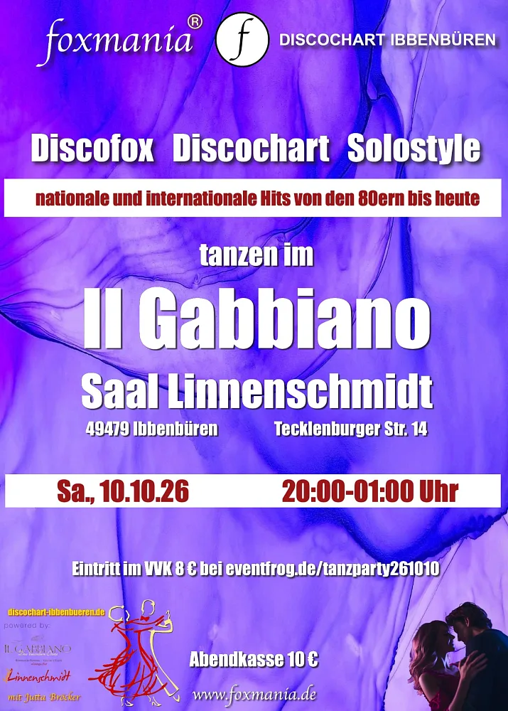 Location: Il Gabbiano - Saal Linnenschmidt - Motto: Foxmania Tanzparty